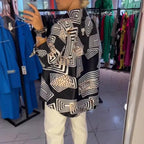 Damen Tunika mit modernem geometrischem Muster und elegantem Schnitt R&B