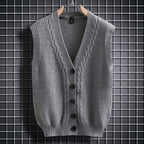 Damen ärmellose Strickjacke mit strukturiertem Zopfmuster R&B