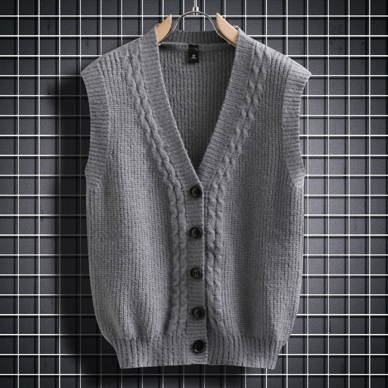 Damen ärmellose Strickjacke mit strukturiertem Zopfmuster R&B