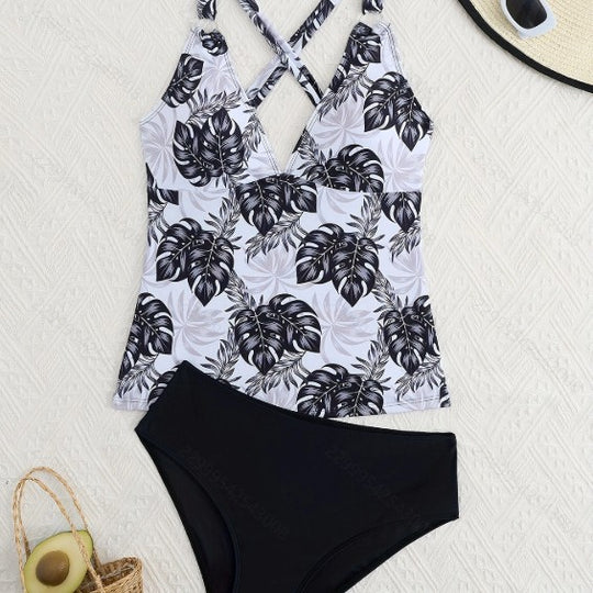 Damen Tankini-Set mit floralem Oberteil und klassischer Bikini-Hose R&B