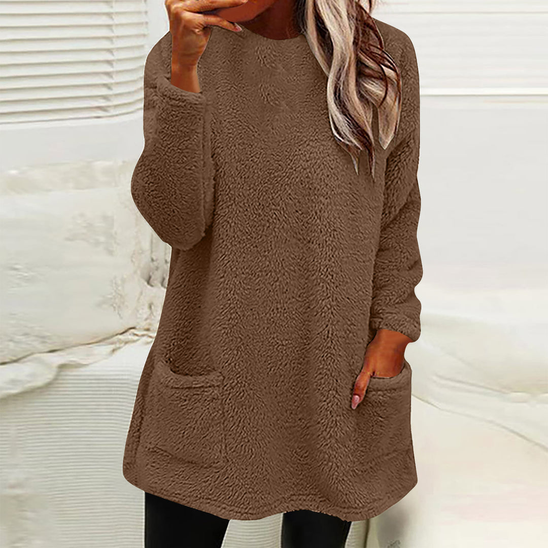 Damen Kuscheliger Fleece-Pullover mit praktischen Taschen und weitem Schnitt R&B