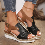 Damen Wedge-Sandalen mit modischem Verschluss und komfortablem Fußbett R&B