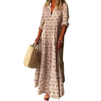 Damen Maxikleid mit schickem V-Ausschnitt und lockerer Passform R&B