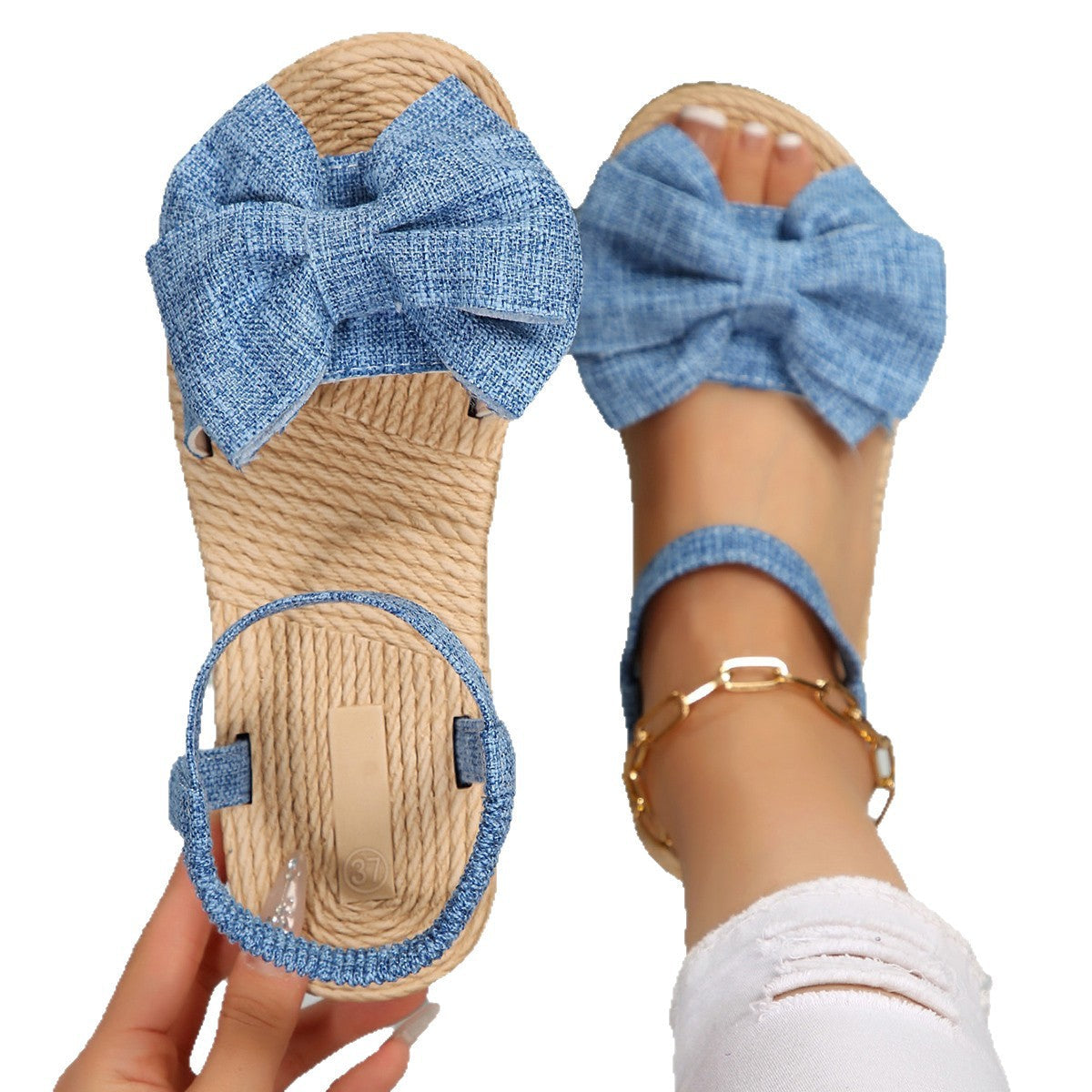 Damen Espadrilles Sandalen mit großem Schleifen-Detail R&B