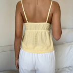 Damen Spaghetti-Trägertop mit feinem Spitzendetail und luftiger Baumwollstruktur R&B