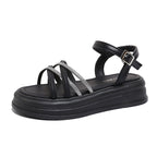 Damen Plateau-Sandalen mit Glitzerakzenten und verstellbarem Riemen