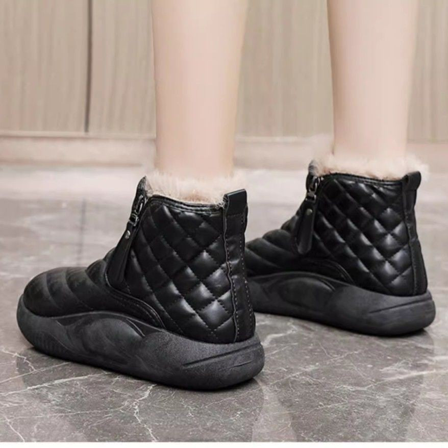 Damen modische Winter-Sneaker mit kuscheligem Innenfutter und praktischem Reißverschluss R&B
