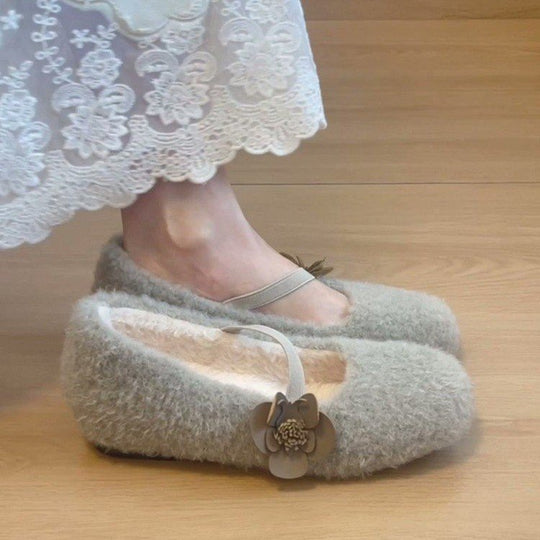 Damen Hausschuhe mit elegantem Blumenapplikation und samtiger Innenpolsterung R&B