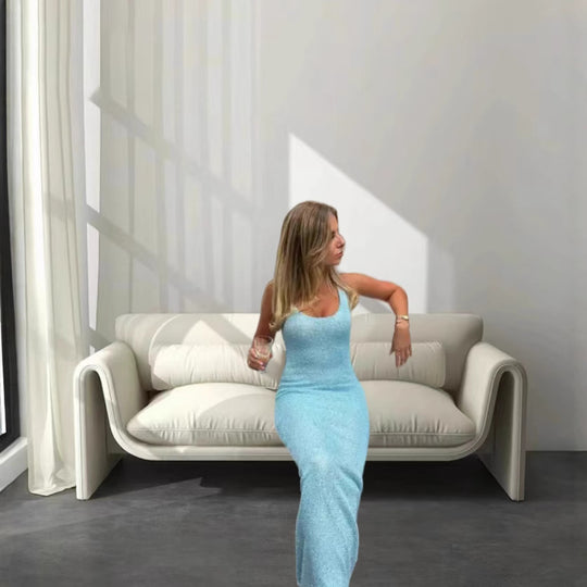 Damen nan Säulenmaxikleid mit schlankem körpernahem Schnitt und schmalen Trägern R&B