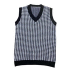 Damen Lässiger Strickpullover mit V-Ausschnitt und Hahnentrittmuster R&B
