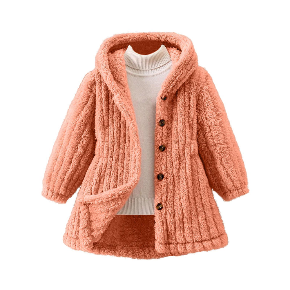 Damen Kuschelige Teddyjacke mit Kapuze und Knopfverschluss R&B