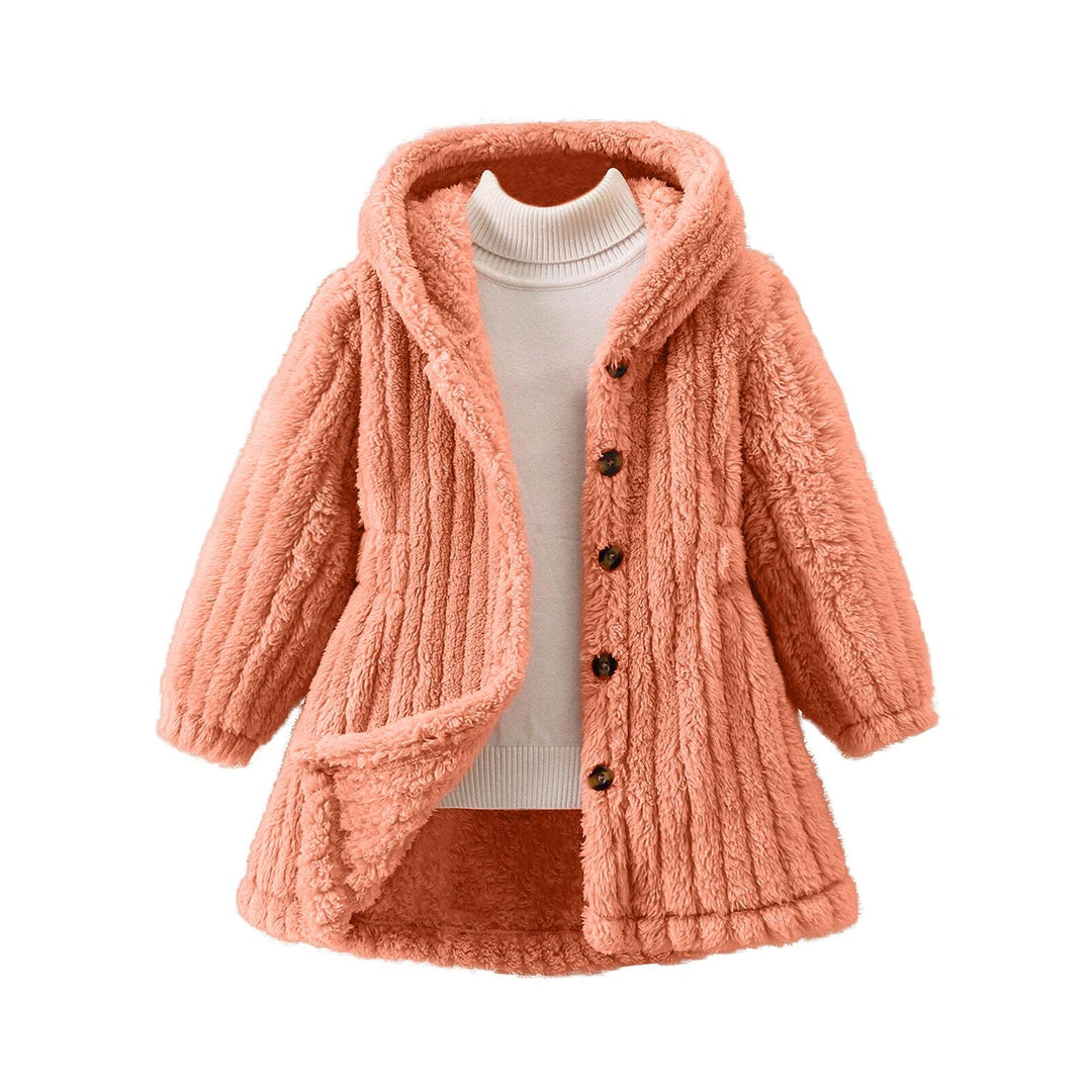 Damen Kuschelige Teddyjacke mit Kapuze und Knopfverschluss R&B