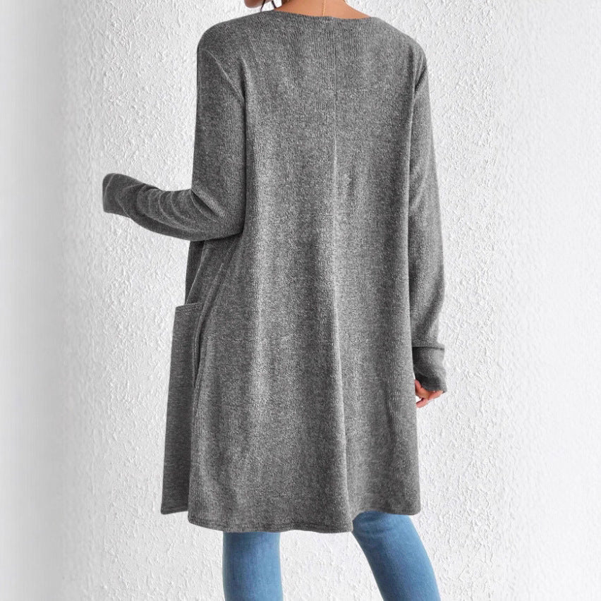Damen Langer Strickcardigan mit praktischen Taschen R&B