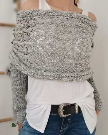 R&B | Hohl Langarm Gestrickter Schal Pullover