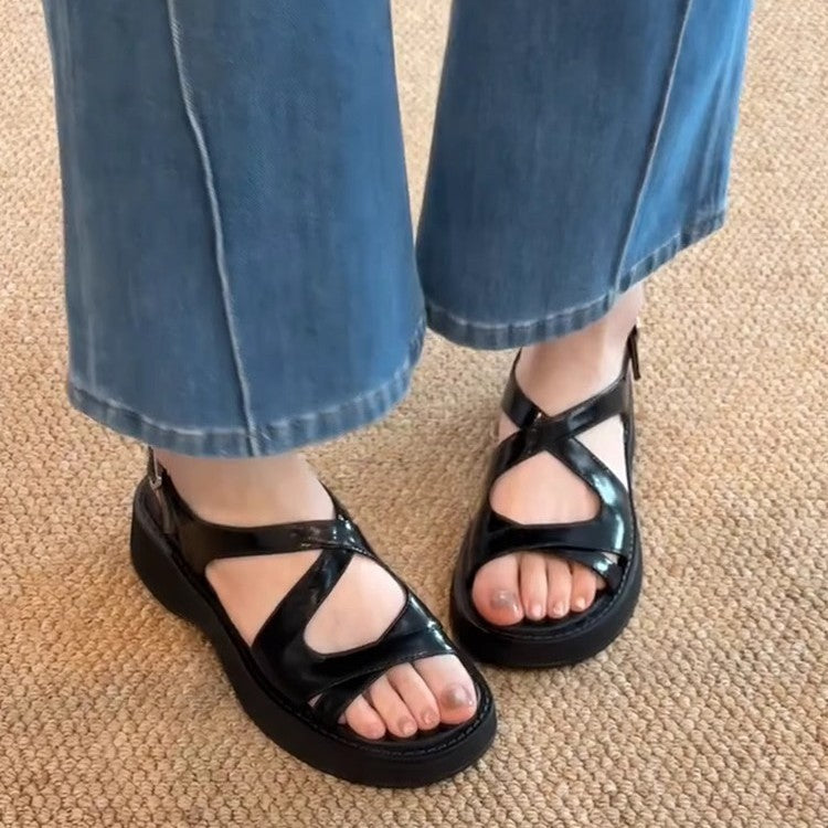 Damen Plateau-Sandalen mit modischem Schnallenverschluss und komfortabler Dämpfung R&B