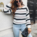 Damen Strickpullover mit modischem Streifenmuster R&B