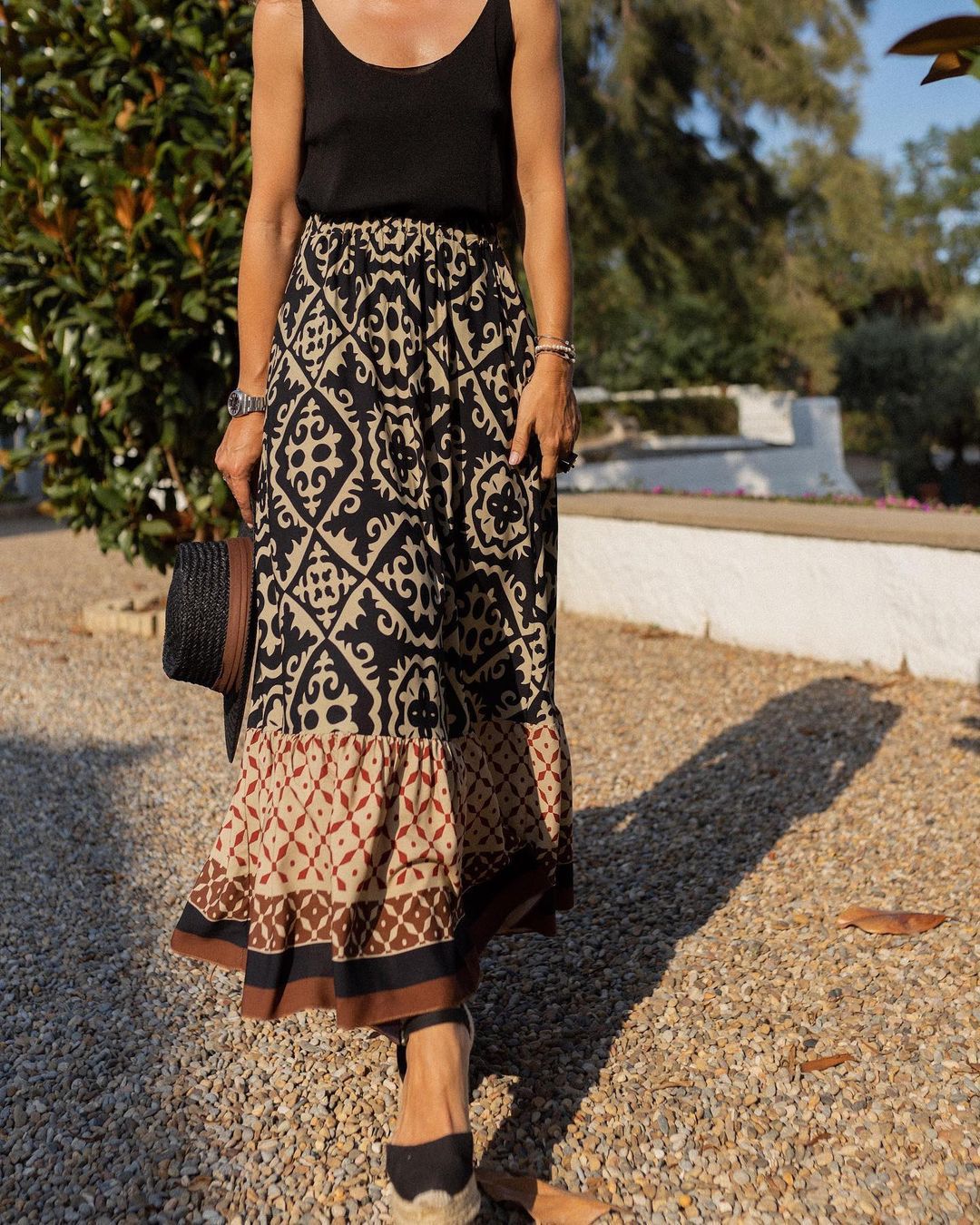 Damen Maxirock mit floralem Design und voluminösem Saum R&B