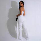 Damen-Jumpsuit mit elegantem Bustier-Oberteil und kontrastierenden Saumakzenten R&B
