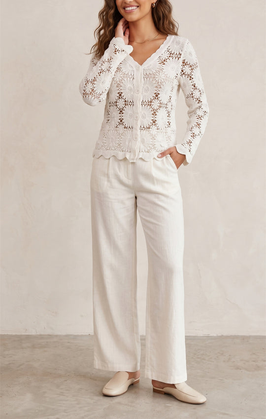 Damen filigrane Häkel-Cardigan R&B