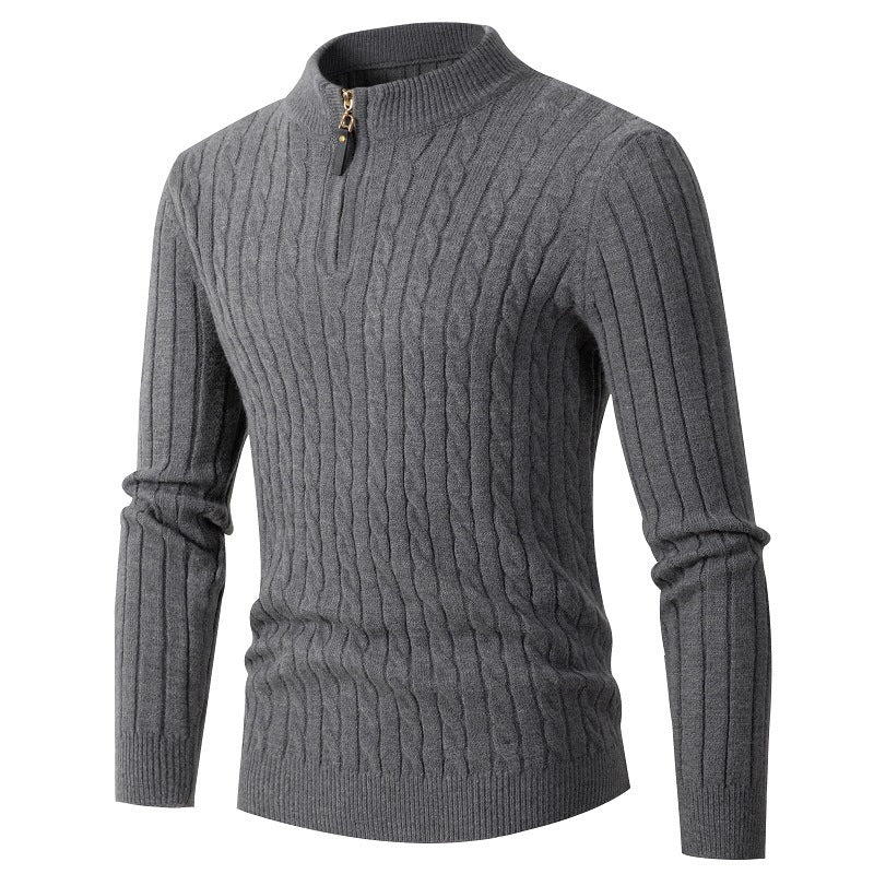Herren eleganter Rollkragenpullover mit strukturiertem Zopfmuster R&B