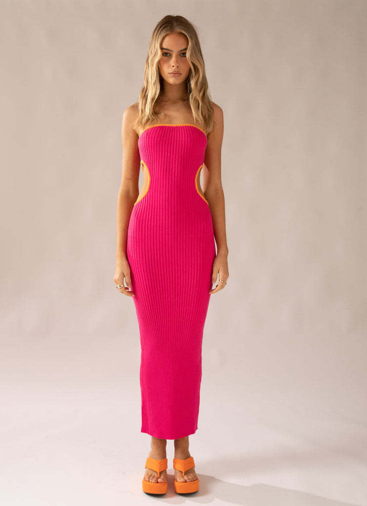Damen elegantes Maxi-Kleid mit schulterfreiem Design und modischen Cut-Outs R&B