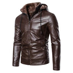 Herren modische Kunstlederjacke mit warmem Innenfutter