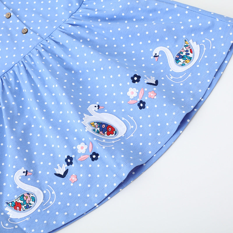Mädchen Sommerkleid mit verspieltem Schwanenmotiv R&B