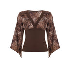 Damen Langarmbluse mit voluminösen Ärmeln und floralem Print R&B