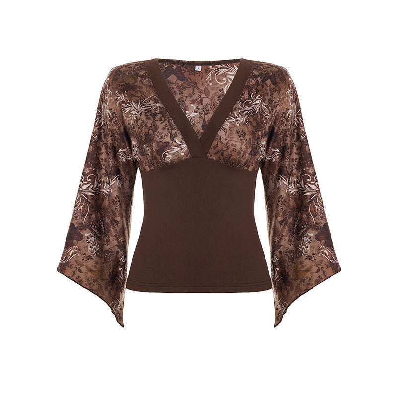 Damen Langarmbluse mit voluminösen Ärmeln und floralem Print R&B