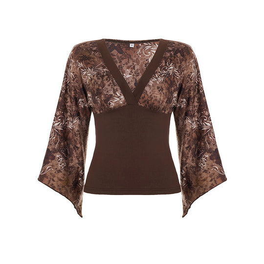 Damen Langarmbluse mit voluminösen Ärmeln und floralem Print R&B