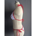 Damen Triangel-Bikini mit verspieltem Hummerdesign und verstellbaren Bändern R&B