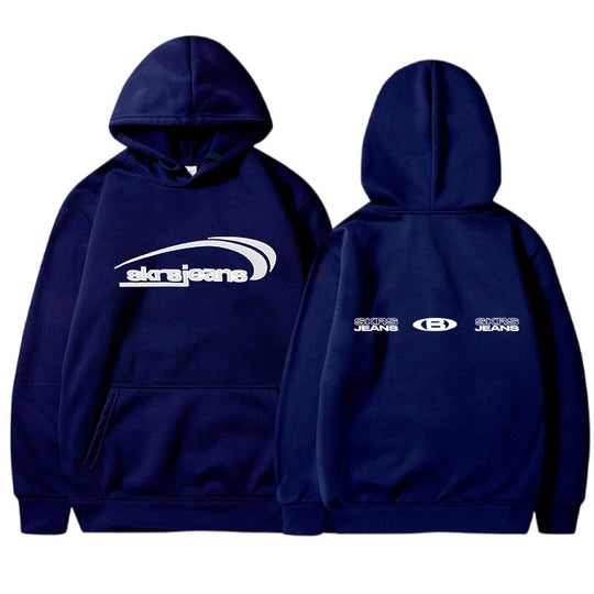 Damen Kapuzensweater mit modernem Logo-Design und praktischen Kängurutaschen R&B