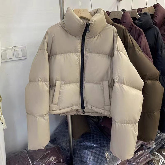 Damen Kurze wattierte Funktionsjacke mit hohem Kragen und seitlichen Taschen R&B