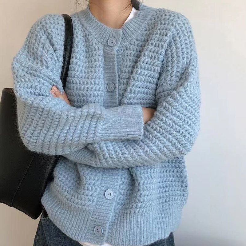 Damen Grobstrickjacke mit Knopfdetails und oversized Schnitt R&B