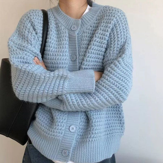 Damen Grobstrickjacke mit Knopfdetails und oversized Schnitt R&B