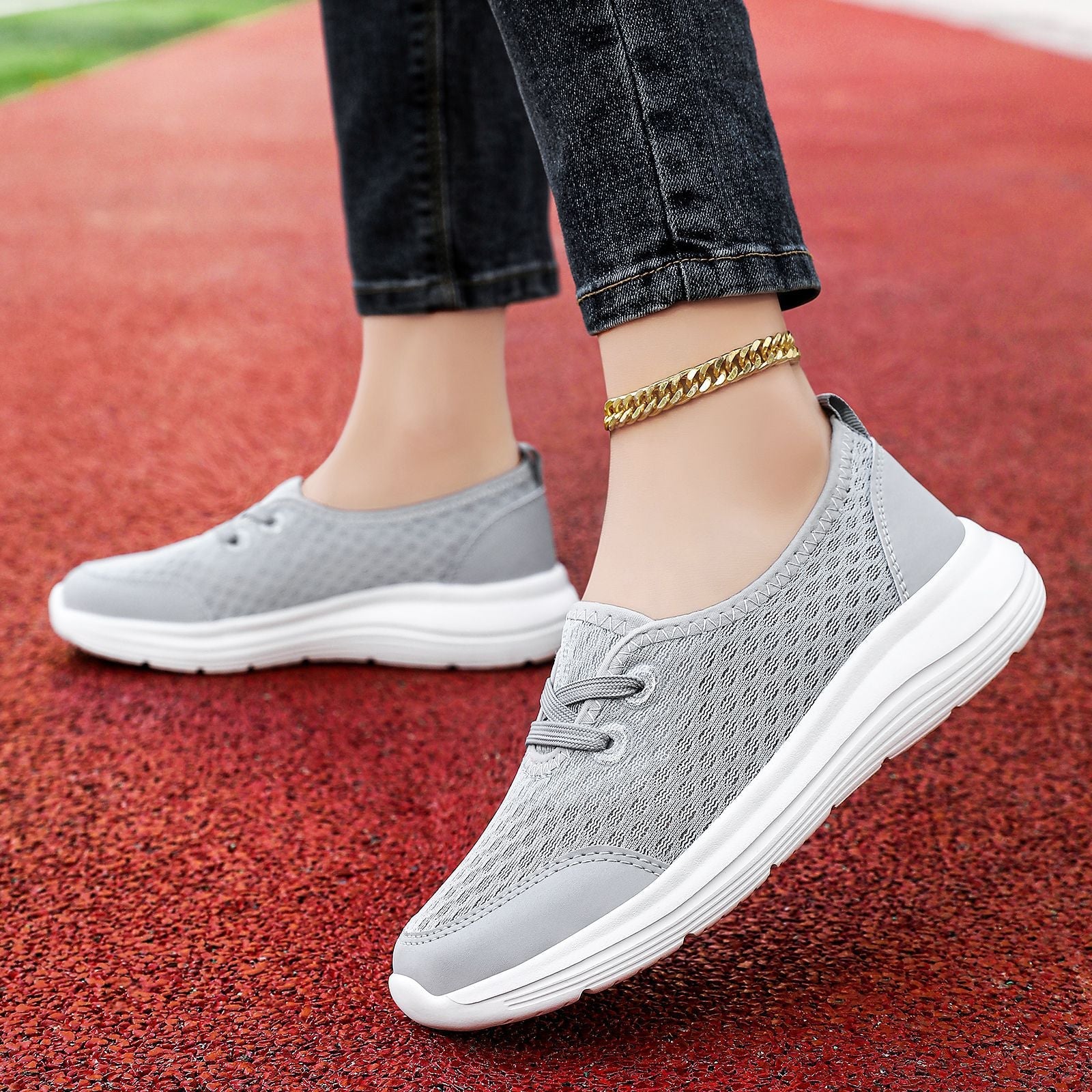 Damen Sportliche und atmungsaktive Freizeitsneakers mit elastischem Schnürsystem R&B