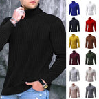 Herren Strickpullover mit modernem Rippmuster und hohem Kragen