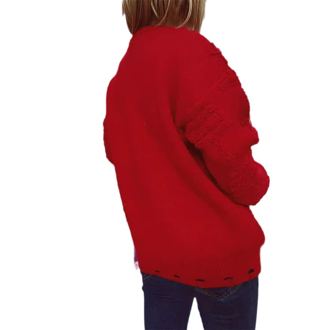 Damen Weihnachts-Pullover mit festlichem Motiv und 3D-Applikationen R&B