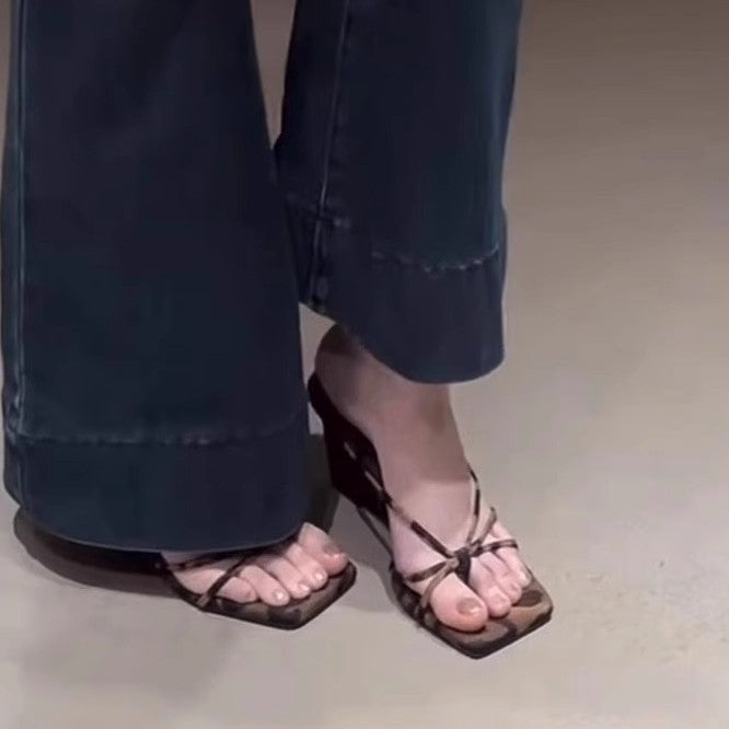 Damen Wedge-Sandalen mit trendigem Leopardenmuster R&B