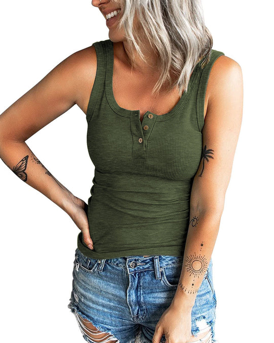 Damen komfortables Trägershirt mit Knopfdetails R&B