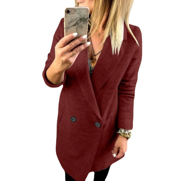 Damen Überlanger, taillierter Mantel mit elegantem Revers und praktischen Taschen R&B