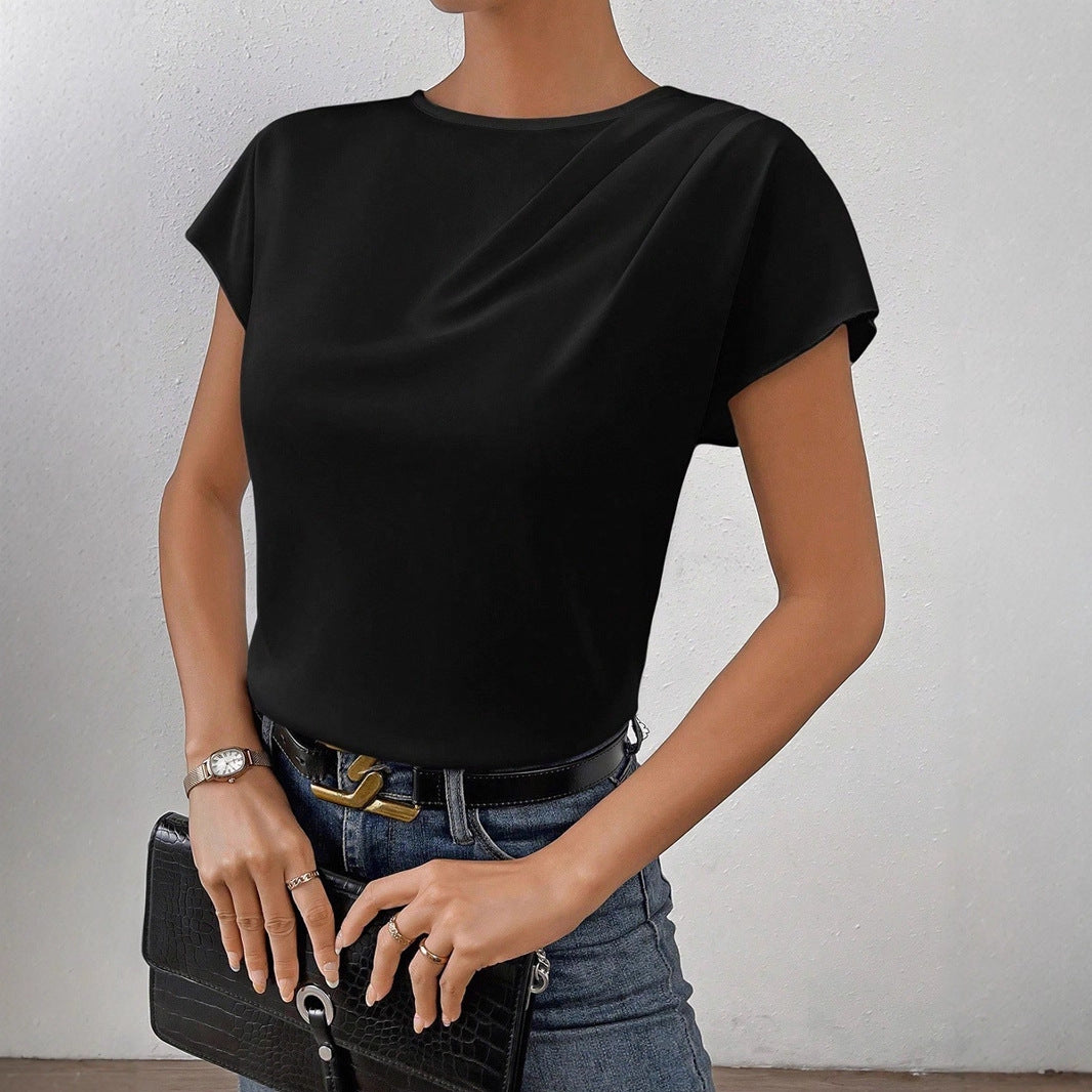 Damen Elegantes Kurzarm-Top mit modernem Schnitt und fließendem Stoff R&B