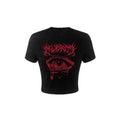 Damen Crop-T-Shirt mit künstlerischem Grafikdesign und auffälligem Statementdruck R&B