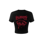 Damen Crop-T-Shirt mit künstlerischem Grafikdesign und auffälligem Statementdruck R&B