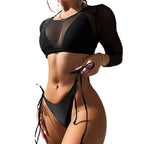 Damen Langärmliger Bikini mit modernem Marmormuster