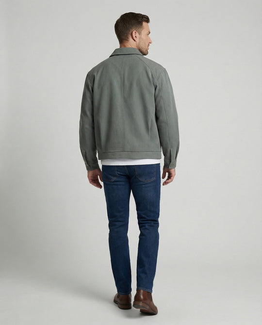 Graue Cleanfit Retro Herrenjacke mit Schulterpolstern und Reverskragen