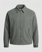 Graue Cleanfit Retro Herrenjacke mit Schulterpolstern und Reverskragen