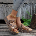 Damen Komfortable Plateau-Sandalen mit einzigartigem Schlangenleder-Design R&B