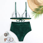 Damen Triangel-Bikini mit luxuriösem Samtstoff und glamourösen Verzierungen R&B