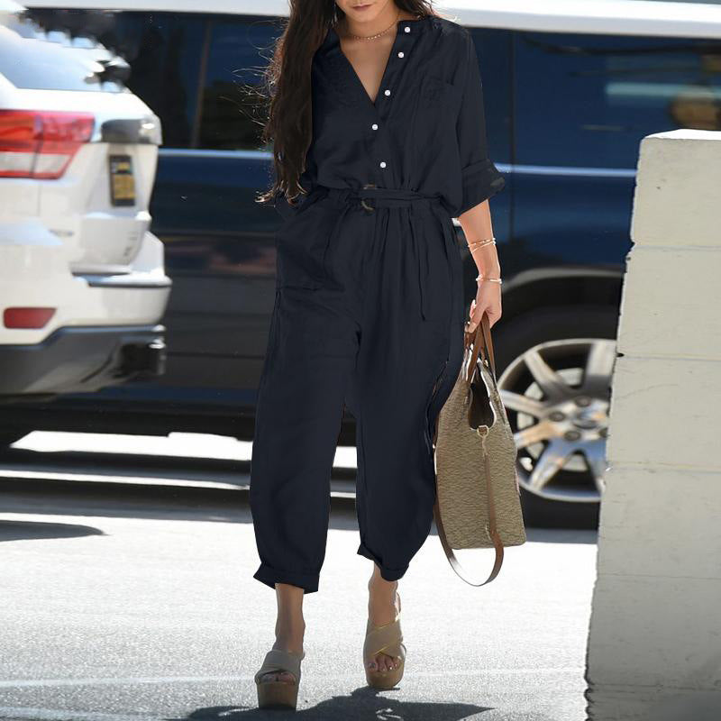 R&B | Damen Utility Jumpsuit mit Langen Ärmeln und Taschen